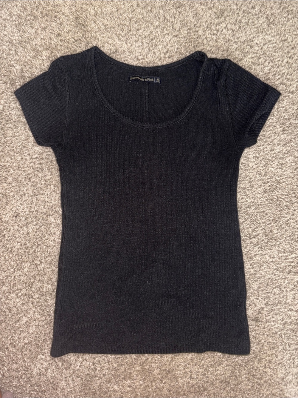 Abercrombie & Fitch Black Ribbed Scoop Tee